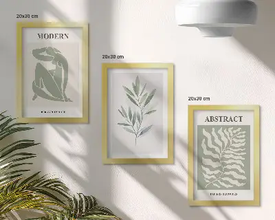 Zestaw obrazów dekoracja ścienna z motywem akwarelowych roślin w stylu boho inspirowanym wzornictwem Matisse'a