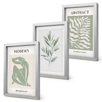 Zestaw obrazów dekoracja ścienna z motywem akwarelowych roślin w stylu boho inspirowanym wzornictwem Matisse'a