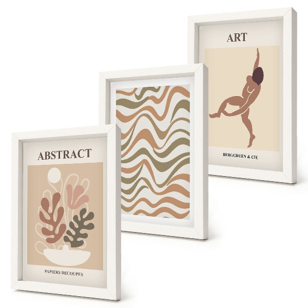Tryptyk w ramie Abstrakcyjne kształty i wzory Matisse boho