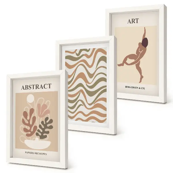 Abstrakcyjne kształty i wzory Matisse boho tryptyk w ramie