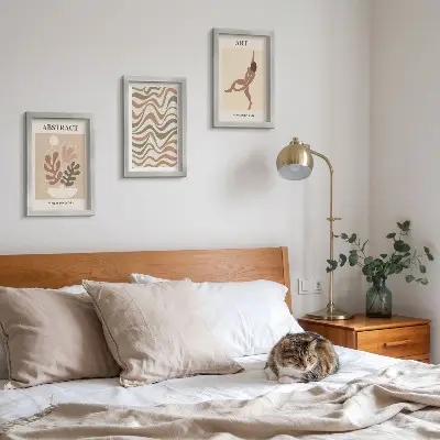 Abstrakcyjne kształty i wzory Matisse boho tryptyk w ramie