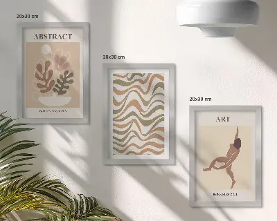 Abstrakcyjne kształty i wzory Matisse boho tryptyk w ramie