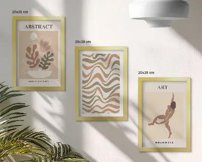 Abstrakcyjne kształty i wzory Matisse boho tryptyk w ramie