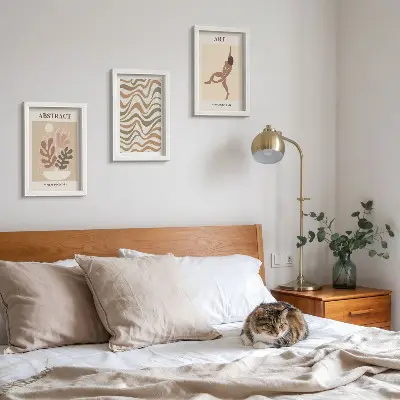 Abstrakcyjne kształty i wzory Matisse boho tryptyk w ramie