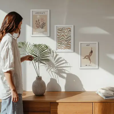 Abstrakcyjne kształty i wzory Matisse boho tryptyk w ramie