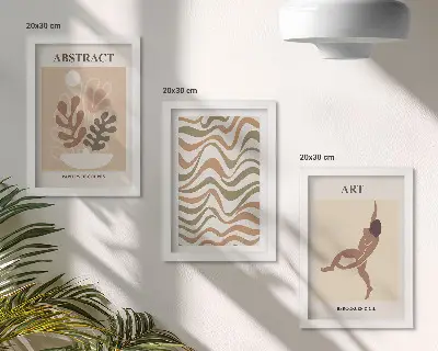 Abstrakcyjne kształty i wzory Matisse boho tryptyk w ramie