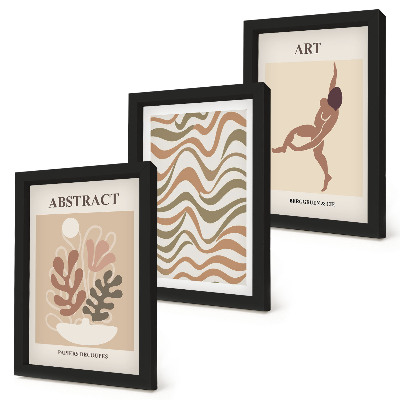 Tryptyk w ramie Abstrakcyjne kształty i wzory Matisse boho