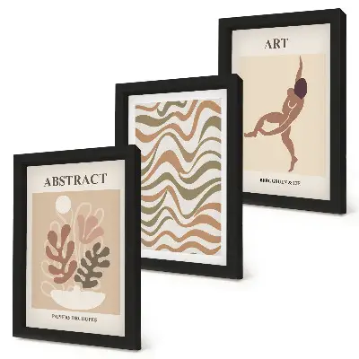 Abstrakcyjne kształty i wzory Matisse boho tryptyk w ramie