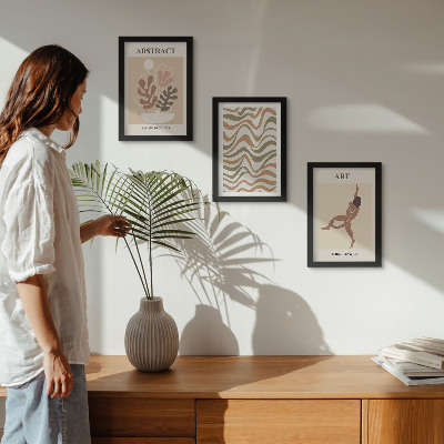 Tryptyk w ramie Abstrakcyjne kształty i wzory Matisse boho