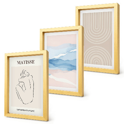 Tryptyk w ramie Linie i fale w pastelowych odcieniach z minimalistycznym akcentem