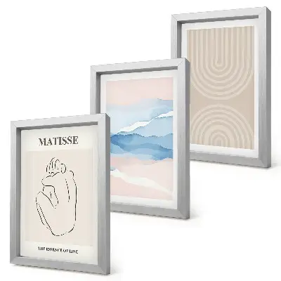 Tryptyk w ramie Linie i fale w pastelowych odcieniach z minimalistycznym akcentem