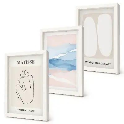 Zestaw obrazów dekoracja ścienna abstrakcyjne formy i delikatne kolory w stylu Matisse'a