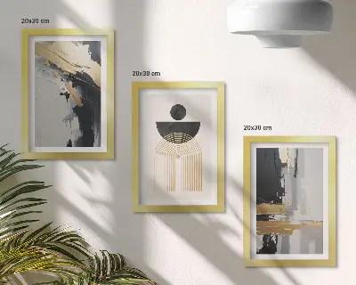 Dekoracja ścienna zestaw obrazów geometria i abstrakcja w eleganckiej kompozycji