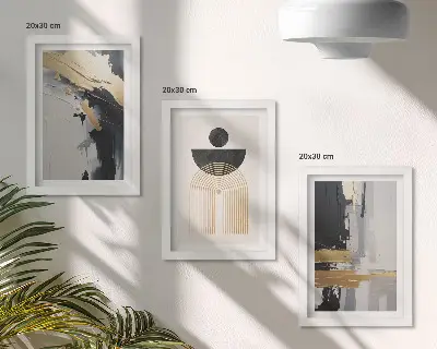 Dekoracja ścienna zestaw obrazów geometria i abstrakcja w eleganckiej kompozycji