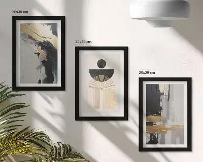 Dekoracja ścienna zestaw obrazów geometria i abstrakcja w eleganckiej kompozycji