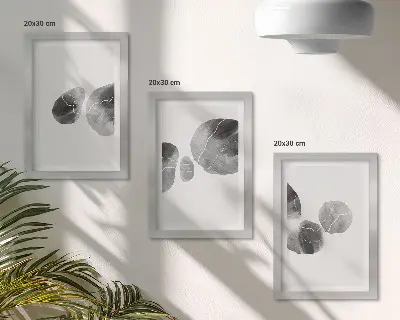 Zestaw 3 obrazów w ramie abstrakcyjne malarstwo z plamami farb w stylu minimalistycznym