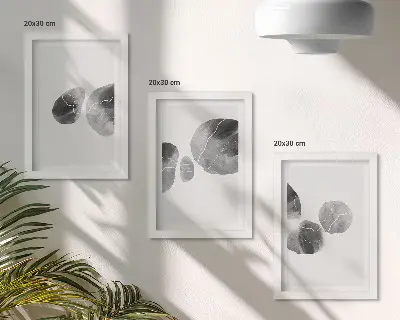 Zestaw 3 obrazów w ramie abstrakcyjne malarstwo z plamami farb w stylu minimalistycznym