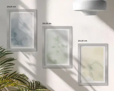 Zestaw 3 obrazów w ramie z pastelowymi akwarelowymi teksturami na płótnie