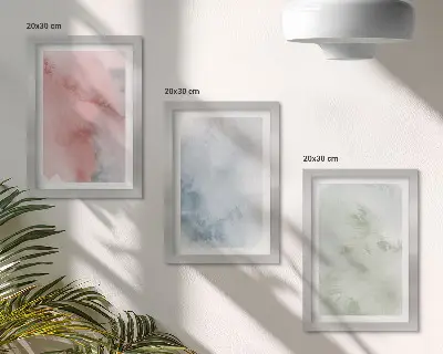 Zestaw 3 obrazów w ramie pastelowe struktury z kolorowymi akwarelami na płótnie