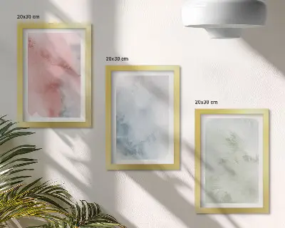 Zestaw 3 obrazów w ramie pastelowe struktury z kolorowymi akwarelami na płótnie
