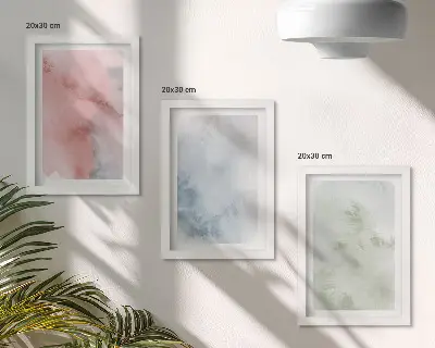 Zestaw 3 obrazów w ramie pastelowe struktury z kolorowymi akwarelami na płótnie