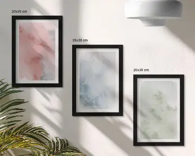 Zestaw 3 obrazów w ramie pastelowe struktury z kolorowymi akwarelami na płótnie