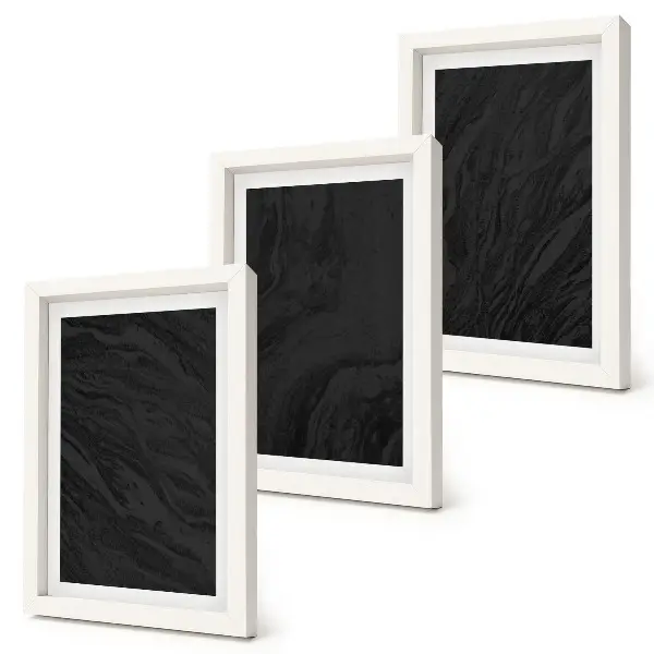 Zestaw 3 obrazów w ramie z motywem eleganckich ciemnych marmurów w stylu glamour