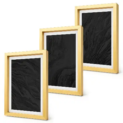 Zestaw 3 obrazów w ramie z motywem eleganckich ciemnych marmurów w stylu glamour
