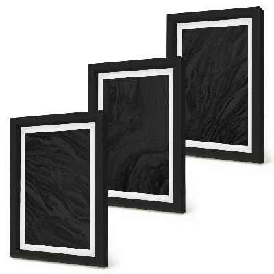 Zestaw 3 obrazów w ramie Ciemne marmury eleganckie tekstury w stylu glamour