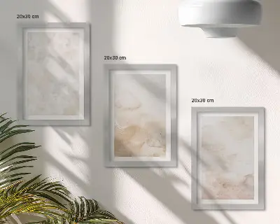 Zestaw 3 obrazów w ramie z motywem modnych tekstur w jasnych pastelowych barwach