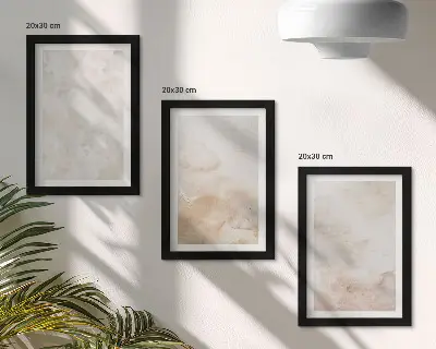 Zestaw 3 obrazów w ramie z motywem modnych tekstur w jasnych pastelowych barwach
