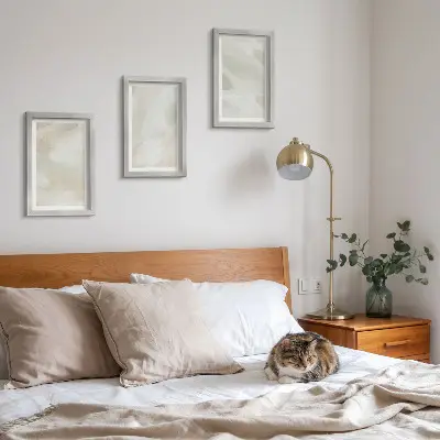 Zestaw obrazów dekoracja ścienna abstrakcja w jasnych kolorach w stylu delikatnego boho