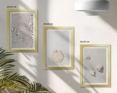 Zestaw 3 obrazów w ramie jasne tekstury na piasku w delikatnym stylu boho