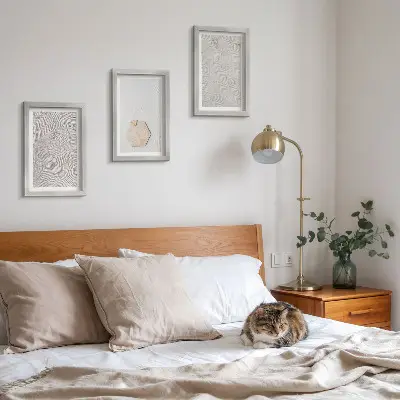 Tryptyk w ramie Jasne tekstury na piasku w delikatnym stylu boho