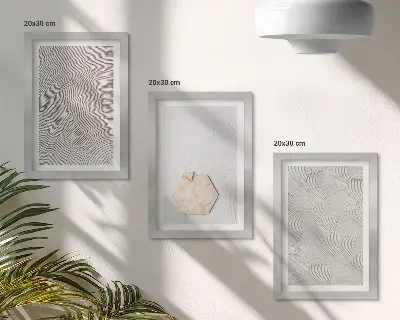 Tryptyk w ramie Jasne tekstury na piasku w delikatnym stylu boho