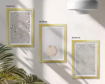 Tryptyk w ramie Jasne tekstury na piasku w delikatnym stylu boho