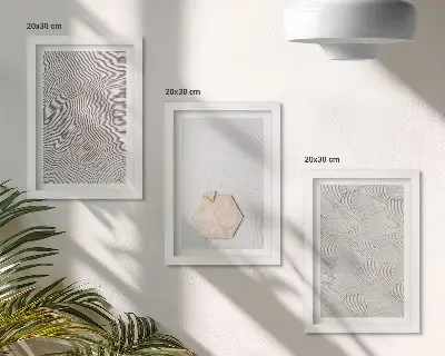 Tryptyk w ramie Jasne tekstury na piasku w delikatnym stylu boho