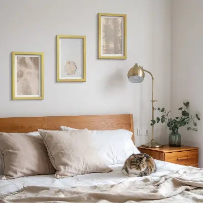 Zestaw obrazów dekoracja ścienna z subtelnymi teksturami w stylu naturalnym boho
