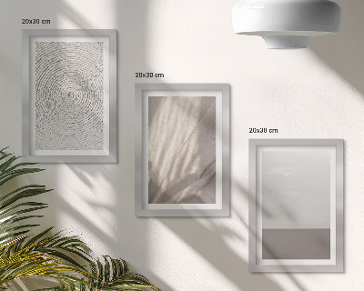 Zestaw 3 obrazów w ramie Delikatne naturalne tekstury w stylu boho