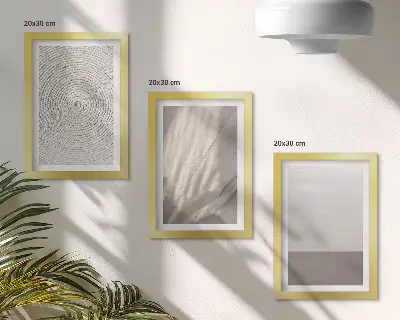 Zestaw 3 obrazów w ramie z delikatnymi naturalnymi teksturami w stylu boho