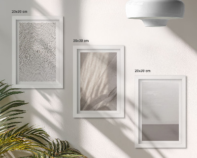 Zestaw 3 obrazów w ramie Delikatne naturalne tekstury w stylu boho