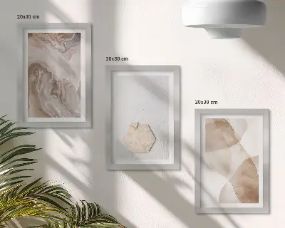 Tryptyk abstrakcja inspirowana naturą w ramie