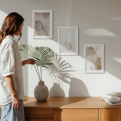 Tryptyk w ramie Designerska abstrakcja inspirowana naturą