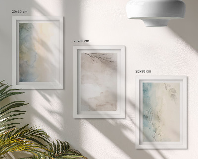 Zestaw 3 obrazów w ramie Delikatne tektury farb akwarelowych