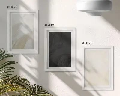 Zestaw 3 obrazów w ramie minimalistyczne grafiki w różnych odcieniach
