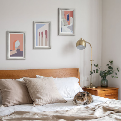 Tryptyk w ramie Ilustracje architektury miejskiej styl minimalistyczny