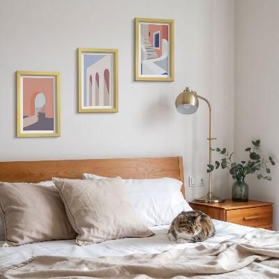 Tryptyk w ramie Ilustracje architektury miejskiej styl minimalistyczny