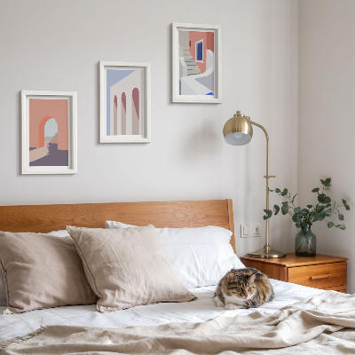 Tryptyk w ramie Ilustracje architektury miejskiej styl minimalistyczny