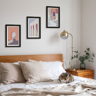 Tryptyk w ramie Ilustracje architektury miejskiej styl minimalistyczny