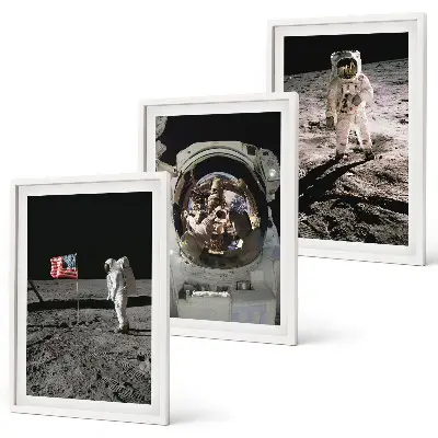 Zestaw obrazów do salonu przedstawiający lądowanie astronautów na Księżycu NASA
